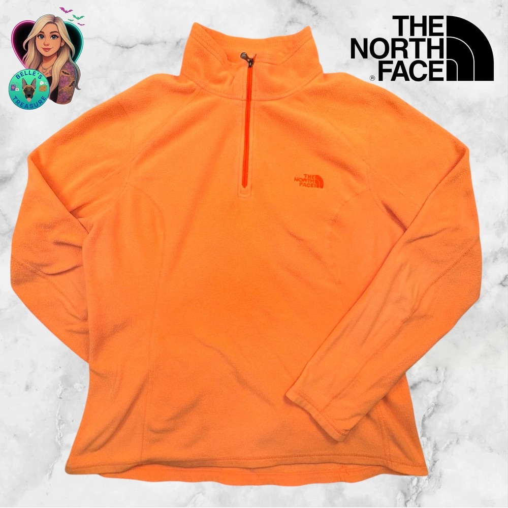 The North Face Jacket Glacier 1/4 Zip Fleece Pullover Women L Orange Lightweight
